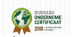 Logo van Duurzaam Ondernemen Certificaat, bevestigt toewijding aan duurzaamheid.